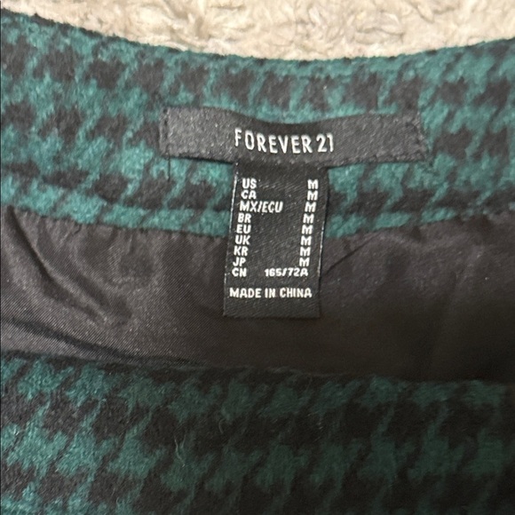TWEED Forever 21 Dark Green Checkered Mini Skirt - Picture 2 of 10